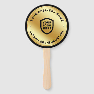 Business Logo   Minimalist Simple Clean gold Hand Fan