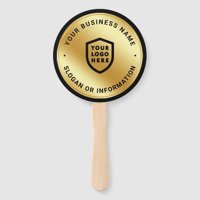 Business Logo | Minimalist Simple Clean gold Hand Fan (Front)