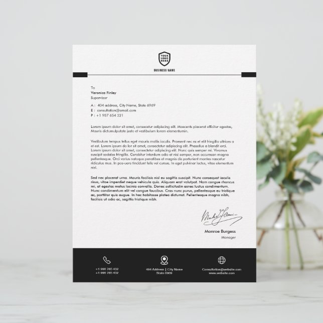 Business Logo | Minimalist Simple Clean Letterhead (Standing Front)