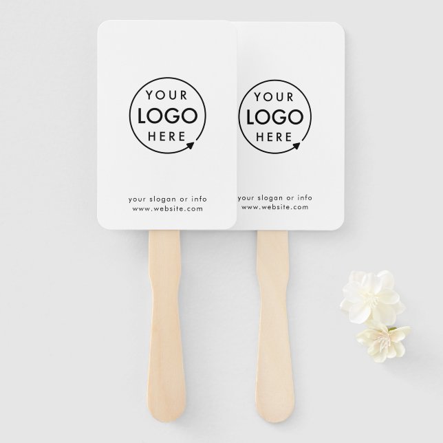 Business Logo | Minimalist Simple Clean White Hand Fan (Front and Back)