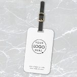 Business Logo | Minimalist Simple Clean White Luggage Tag<br><div class="desc">A simple custom white business luggage tag template in a modern minimalist style which can be easily updated with your company logo,  slogan and business details. #luggagetag #logo #business #travel</div>