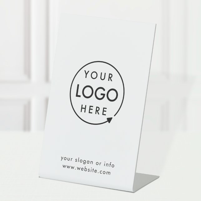 Business Logo | Minimalist Simple Clean White Pedestal Sign (Creator Uploaded)
