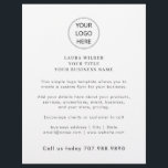 Business Logo Minimalist Simple  Flyer<br><div class="desc">A simple text flyer with your business logo,  name,  title,  and business name,  to include your business information,  services,  events,  products,  etc. Phone number stands out in bold text at the bottom of your flyer.</div>