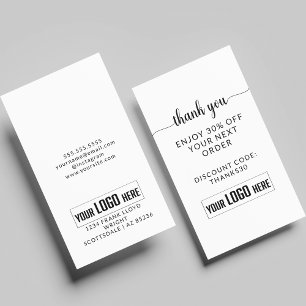 Business Logo Minimalist Sleek Thank You Promotion Discount Card