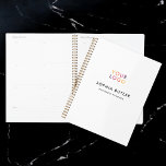 Business Logo Minimalist White Planner<br><div class="desc">Stay organised and on top of your goals with this personalised business planner. Featuring your company logo at the top, followed by your name and custom text in a sleek modern sans serif font, this planner offers a sophisticated touch to your daily planning. With ample space for schedules, to-do lists,...</div>