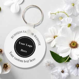 Business Logo MinimalistSimple White Professional Key Ring