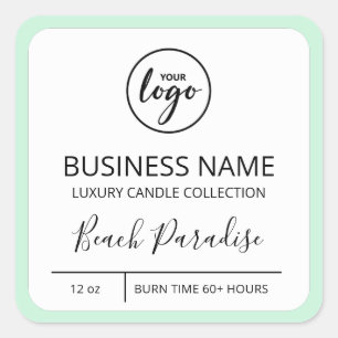 Business Logo Mint Border Soy Candle Labels