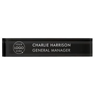 Business Logo   Modern Black Company Office Nameplate