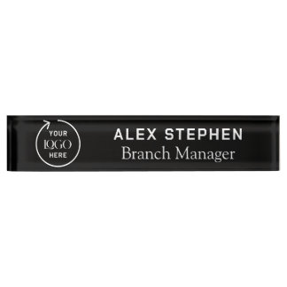 Business Logo | Modern Black Company Office Nameplate