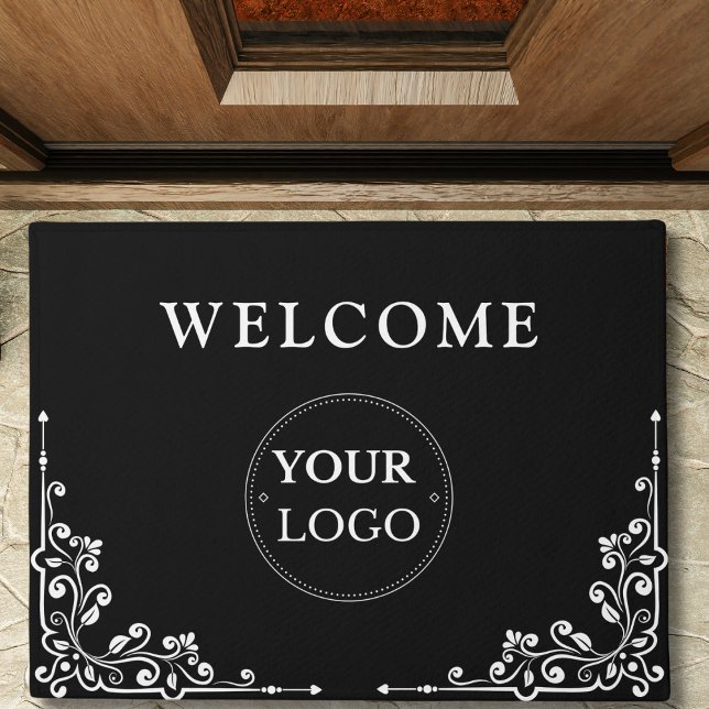Business Logo Modern Black Promo Branded Doormat (Creator Uploaded)