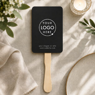 Business Logo   Modern Black Promotional Hand Fan