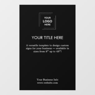 Business Logo   Modern Black Promotional  Window Cling