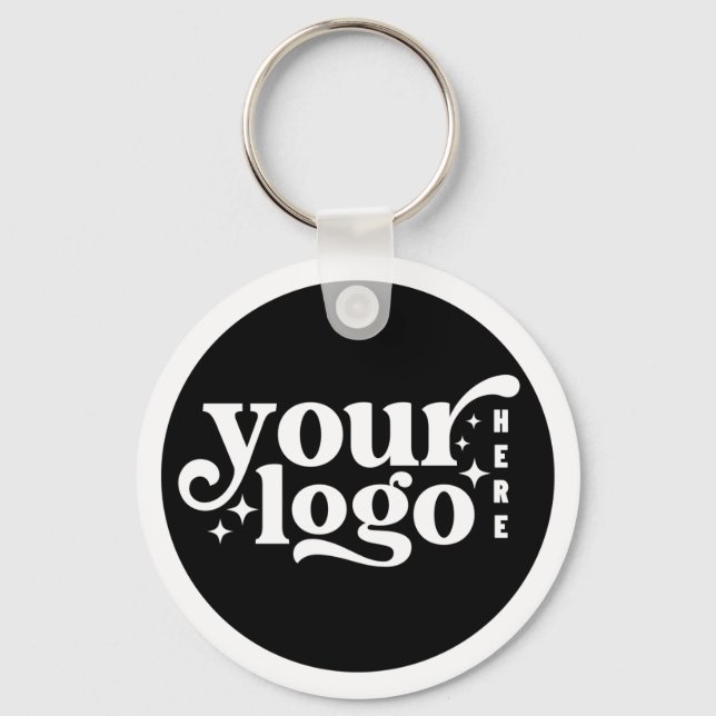 Business Logo Modern Black Stylish Professional  Key Ring (Front)