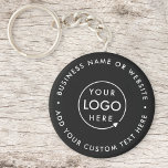Business Logo | Modern Black Stylish Professional Key Ring<br><div class="desc">A simple custom black business template in a modern minimalist style which can be easily updated with your company logo and text. If you need any help personalizing this product,  please contact me using the message button and I'll be happy to help.</div>