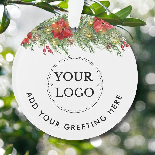 Business Logo Modern Branded Christmas Greenery  Ornament (Creator Uploaded)