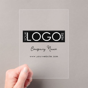 Business Logo Modern Branded Script Corporate Acrylic Invitations