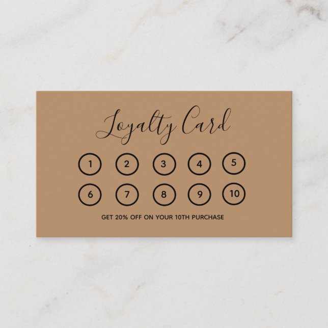 Business Logo Modern Brown Professional Company  Loyalty Card (Front)