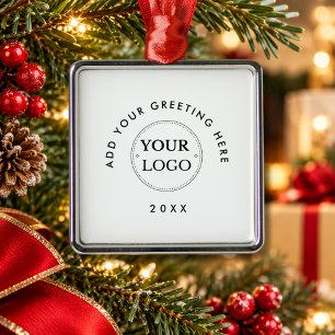 Business Logo Modern Corporate Christmas Holiday Metal Tree Decoration