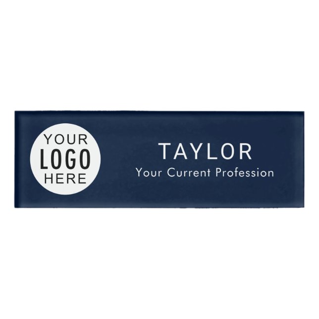 Business Logo Modern Custom Event Employees Name Tag (Front)