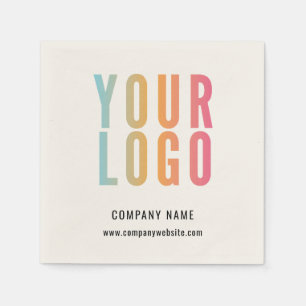 Business Logo Modern Ecru Promotional Napkin