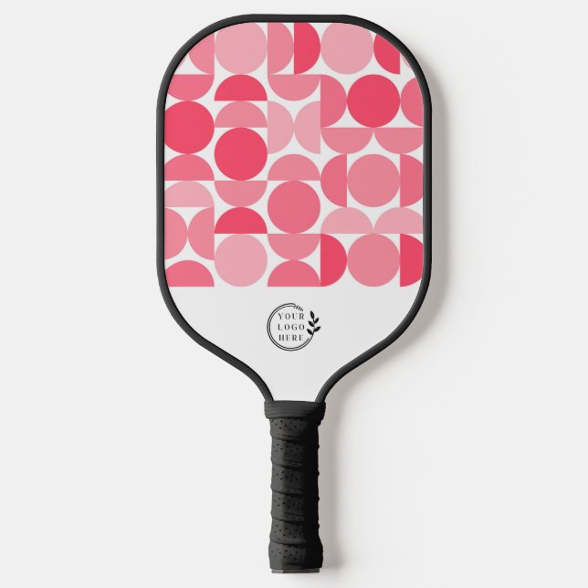 Business Logo Modern Geometric Pink Corporate Pickleball Paddle (Front)