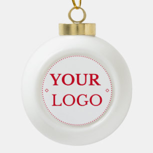Business Logo Modern Gold Script Ceramic Ball Christmas Ornament