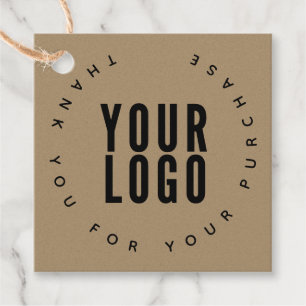 Business Logo Modern Kraft Thank You Hang Tags