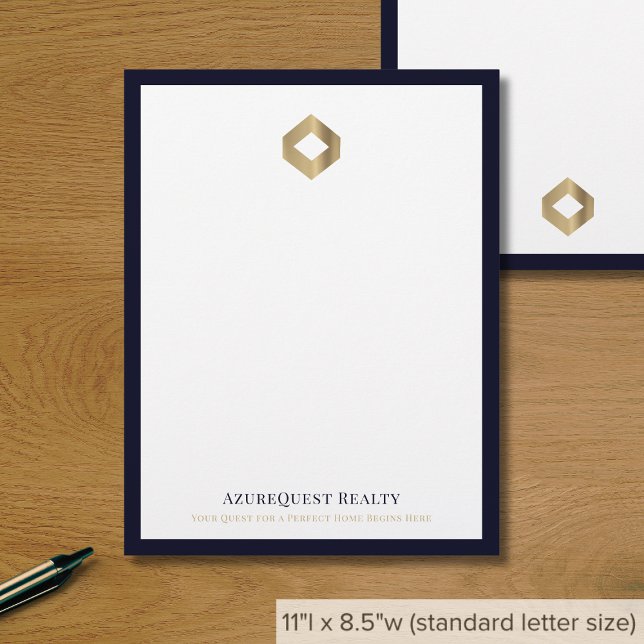 Business Logo Modern Luxury Navy Border Custom Letterhead (Creator Uploaded)
