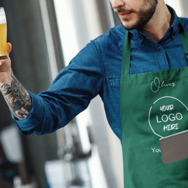 Business Logo Modern Minimal Company Branded Green Apron (Business Logo Modern Minimal Company Branded Green Apron
)