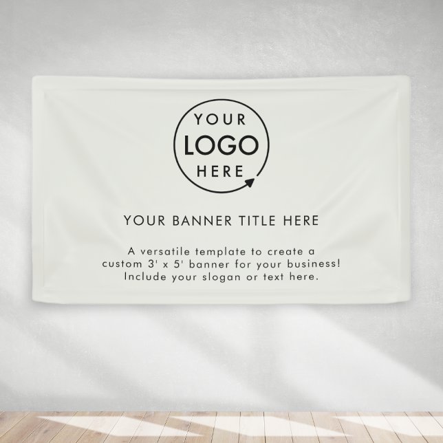 Business Logo | Modern Minimal Grey 5' Banner (Company branded professional vinyl banner signs for small business promotion & marketing.)