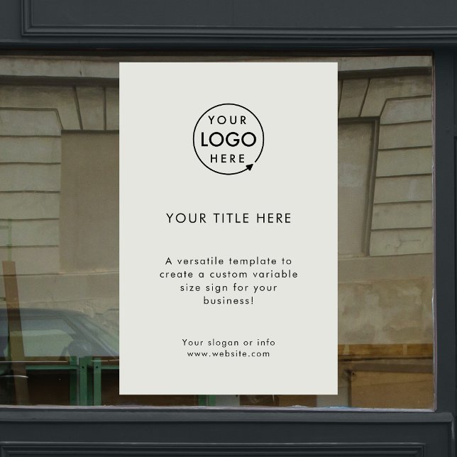 Business Logo | Modern Minimal Grey Promotional Window Cling (Creator Uploaded)
