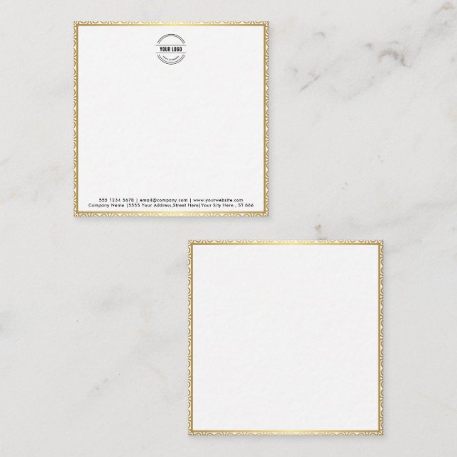 Business Logo | Modern Minimalist Gold Border Let Card (Front/Back)