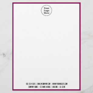 Business Logo Modern Minimalist Red Border Custom Letterhead