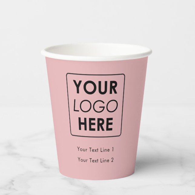 Business Logo Modern Professional Simple Pink Paper Cups (Front)