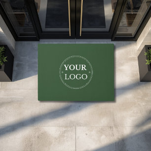 Business Logo Modern Promotional Forest Green Doormat