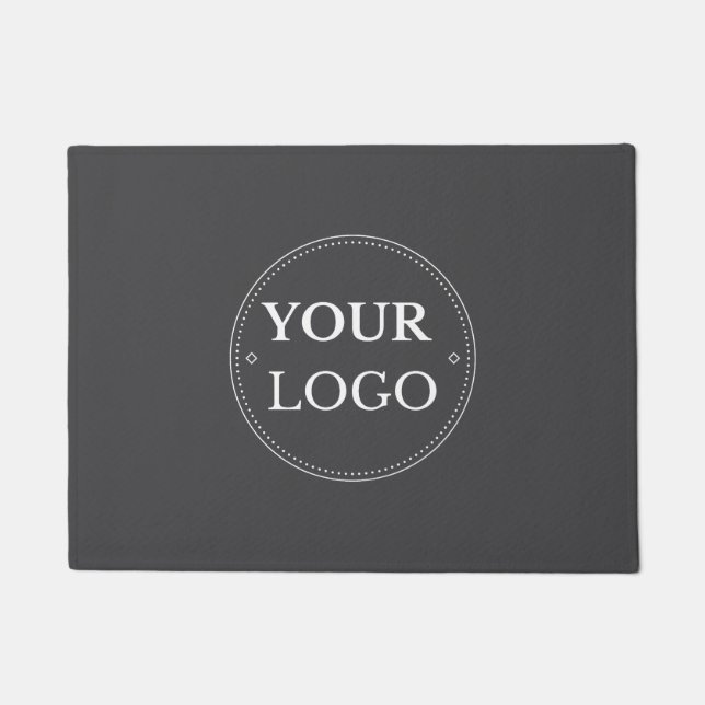 Business Logo Modern Promotional Grey Doormat (Front)