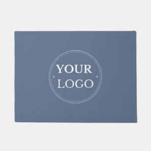 Business Logo Modern Promotional Slate Blue Doormat