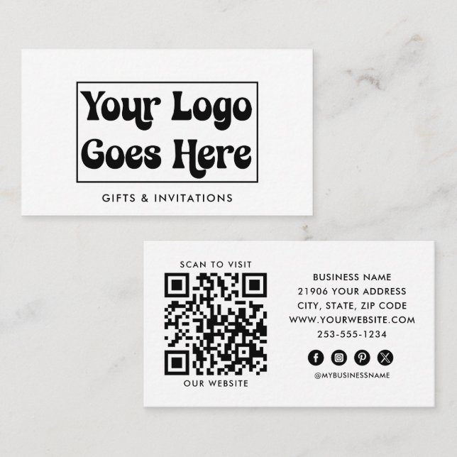 Business Logo Modern QR Code Professional Business Card (Front/Back)
