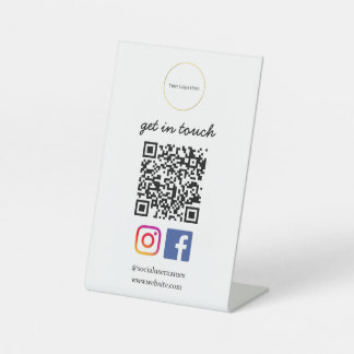 Business Logo | Modern QR Code Template Pedestal Sign