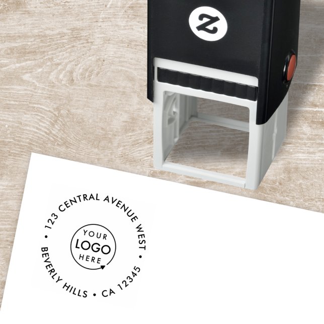 Business Logo | Modern Round Return Address Self-inking Stamp (Creator Uploaded)