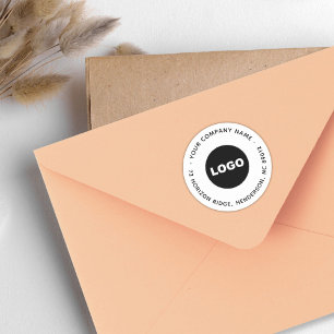 Business Logo Modern Round Return Address Slogan Classic Round Sticker
