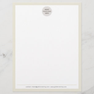 BUSINESS LOGO modern simple border ivory cream Custom Letterhead