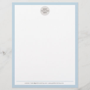 BUSINESS LOGO modern simple border pale blue Custom Letterhead