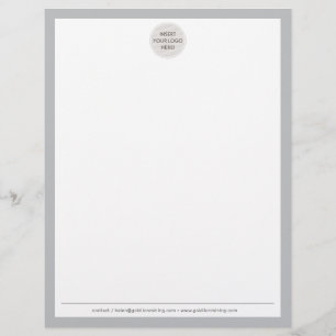 BUSINESS LOGO modern simple border pale grey Custom Letterhead