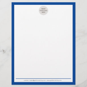 BUSINESS LOGO modern simple border royal blue Custom Letterhead