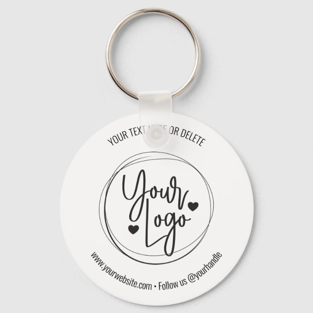 Business Logo Modern Simple Personalised Key Ring (Front)