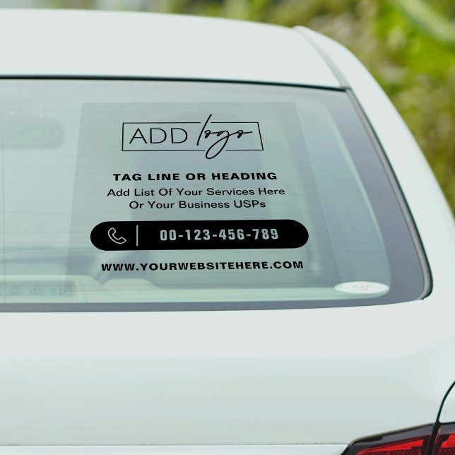 Business Logo Modern Simple Promotional Car Window (Modern company logo and contact details promotional car sticker)