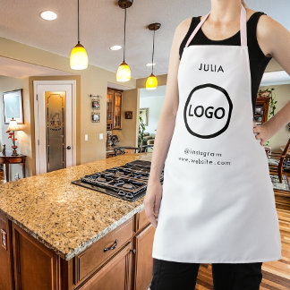 Business Logo Modern Style Employee Staff Name Apron