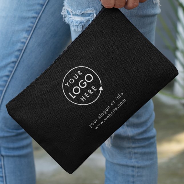Business Logo Modern Stylish Trendy Black Accessory Pouch (Creator Uploaded)