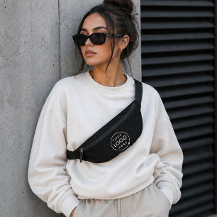 Business Logo Modern Stylish Trendy Black Bum Bags
